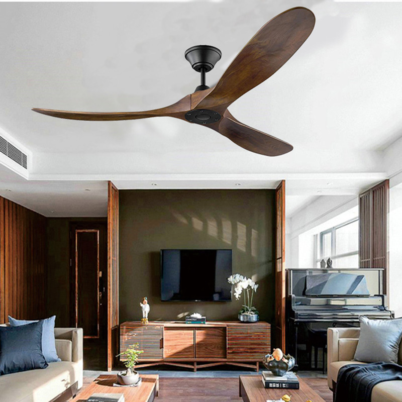 Manufacturer 110V 220V AC Solid 3 Blade Wooden Ceiling Fan 52 Inch 56 Inch 60 Inch With Light