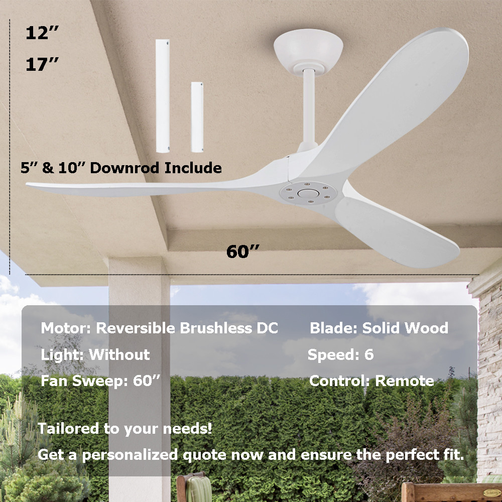 Manufacturer 3 Wooden Blade Modern LED Ceiling Fans Indoor Outdoor Patio Ceiling Fan 60 Inch