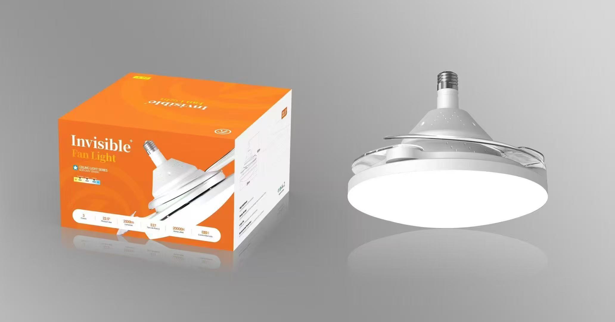 wholesale  3 Color Stepless Dimming Invisible Blade Ceiling Fan With LED Light And Remote