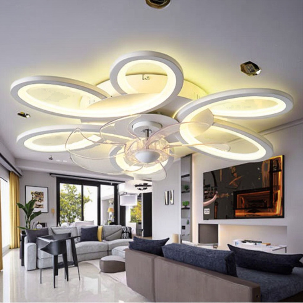 wholesale  Modern Smart WiFi Remote Control Fan Light , LED Ceiling Music Speaker Fan Light