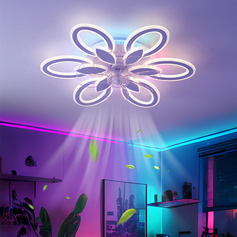wholesale   72W Dreaming Colorful Ceiling Fans With Lights , APP Rmt Ctrl Dimmable LED Smart Ceiling Fan Light
