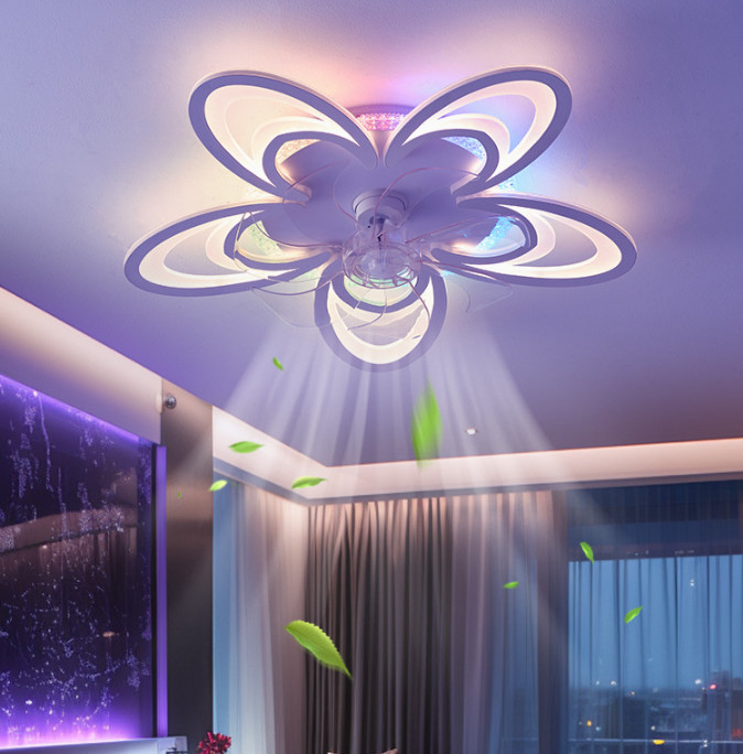 wholesale   72W Dreaming Colorful Ceiling Fans With Lights , APP Rmt Ctrl Dimmable LED Smart Ceiling Fan Light