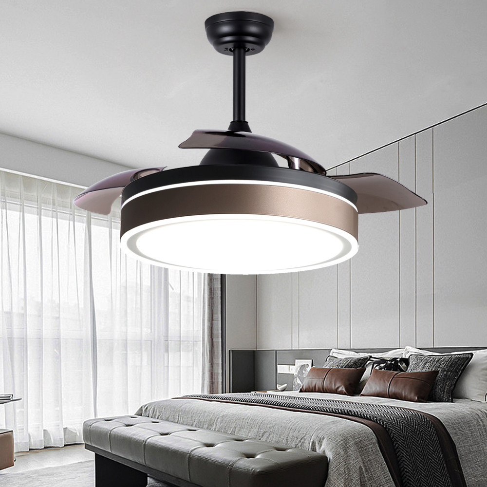 Wholesale factory Invisible Ventilador Ceiling Fan 42 Inch 52 Inch Dimmable Retractable Ceiling Fan With Light