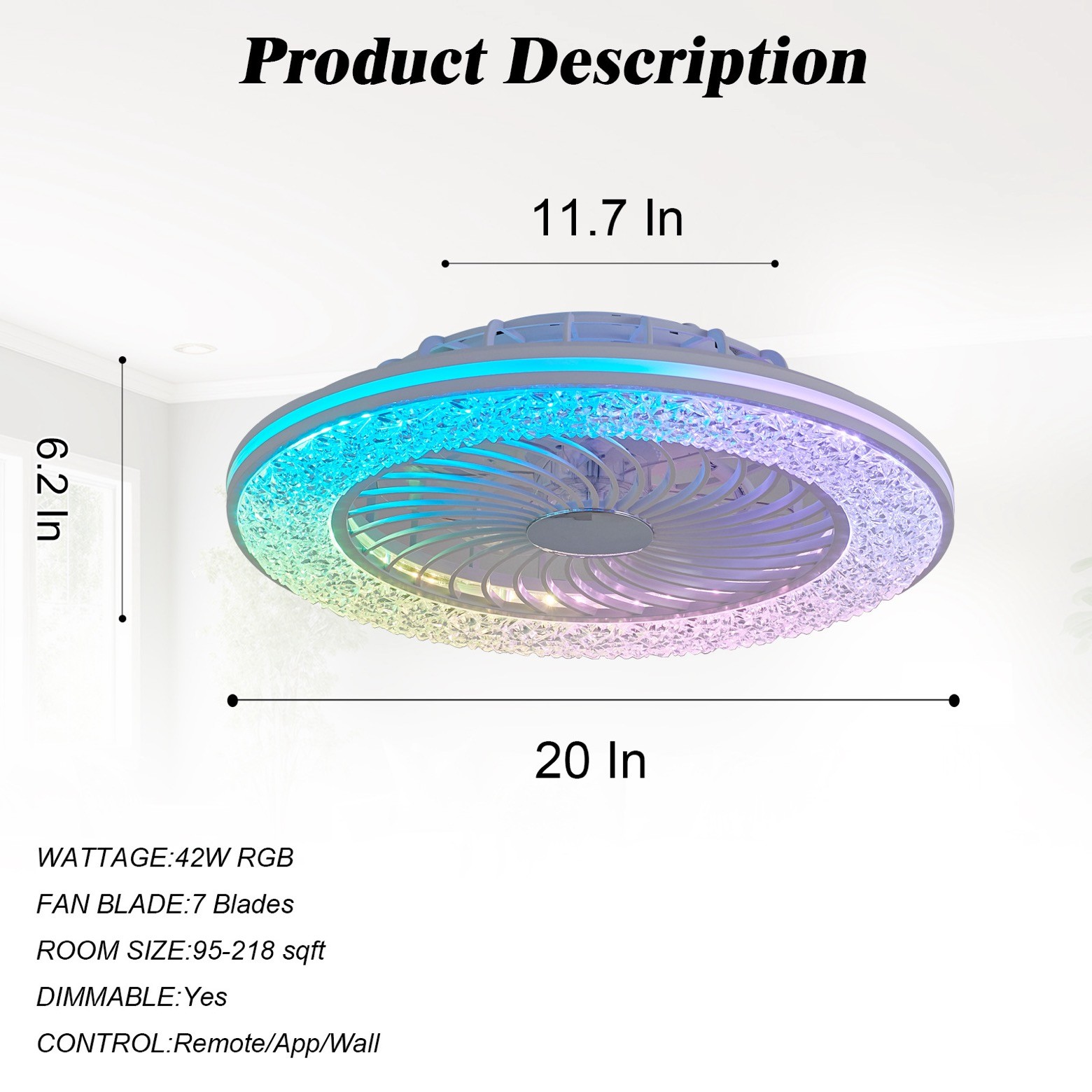 Manufacturer 72W Super Bright APP LED Smart Ceiling Fan Light For Bedroom Apartment Villa