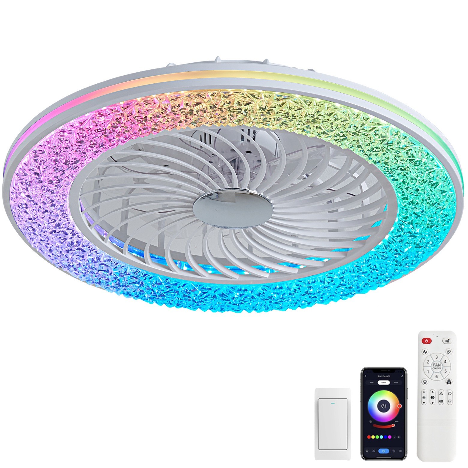 Manufacturer 72W Super Bright APP LED Smart Ceiling Fan Light For Bedroom Apartment Villa