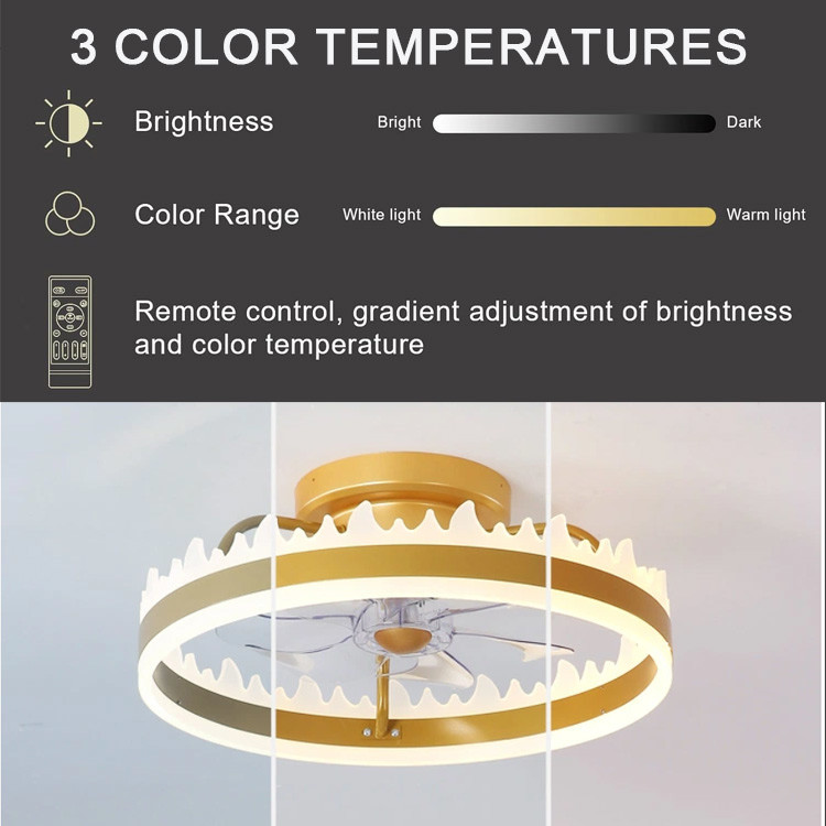 Wholesale factory Gold Round Flush Mount Ceiling Fan Light , 6 Speed Ceiling Fan With Remote