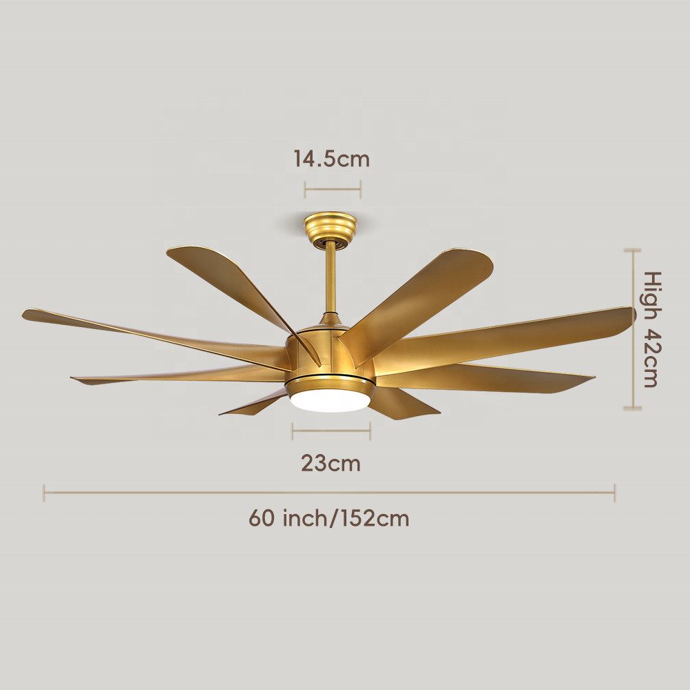 Manufacturer 60 Inch ABS 8 Blade Luxury Modern Nordic Ceiling Fan , BLDC LED Ceiling Fan With Light