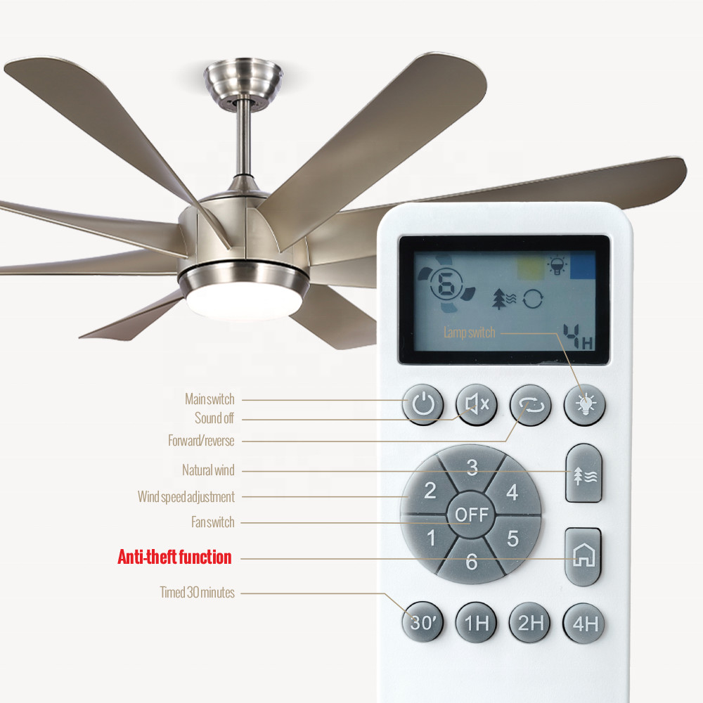 Manufacturer 60 Inch ABS 8 Blade Luxury Modern Nordic Ceiling Fan , BLDC LED Ceiling Fan With Light