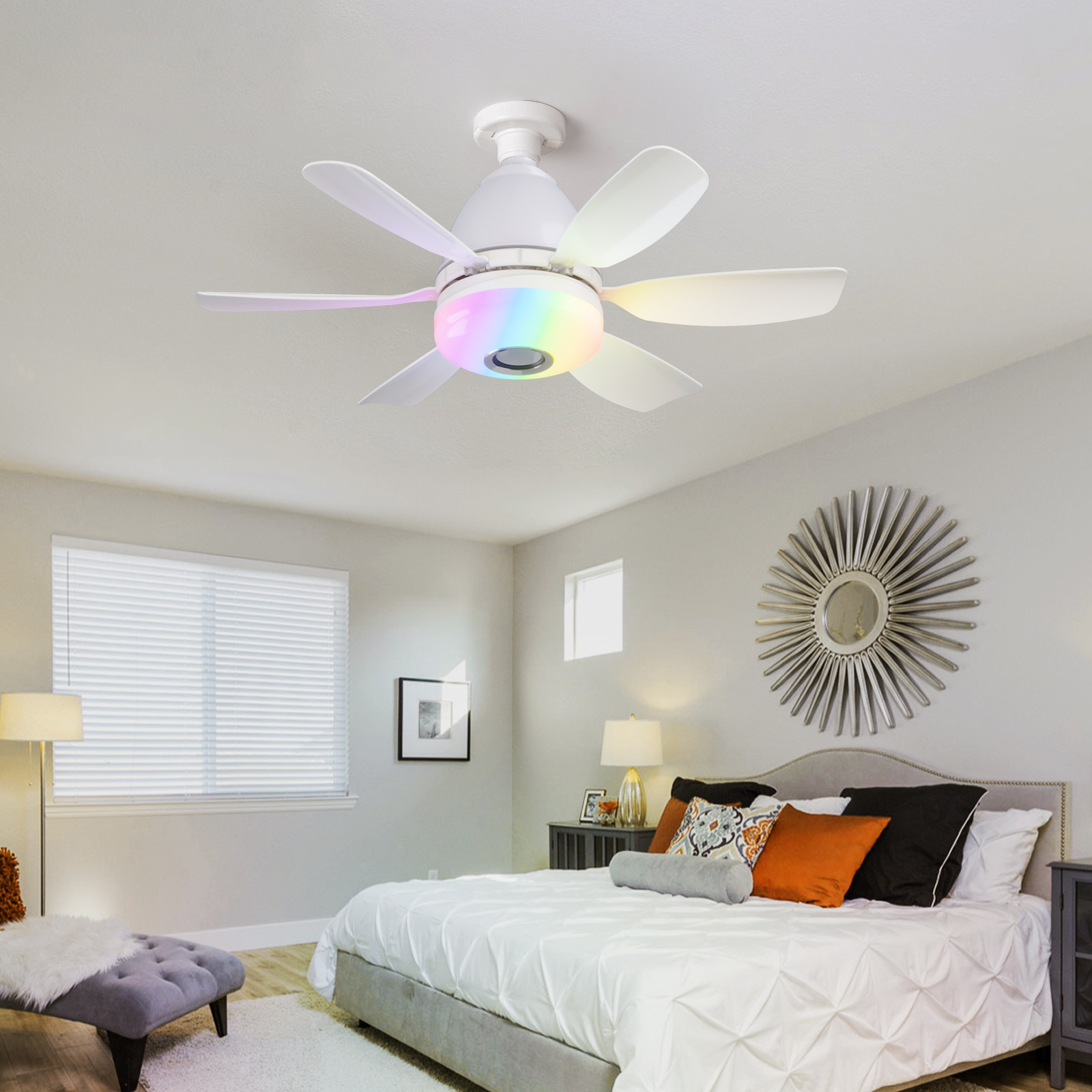 Wholesale factory Intelligent Dimming Home Decoration Ceiling Fan , Moving Head 360 Rotating Ceiling Fan