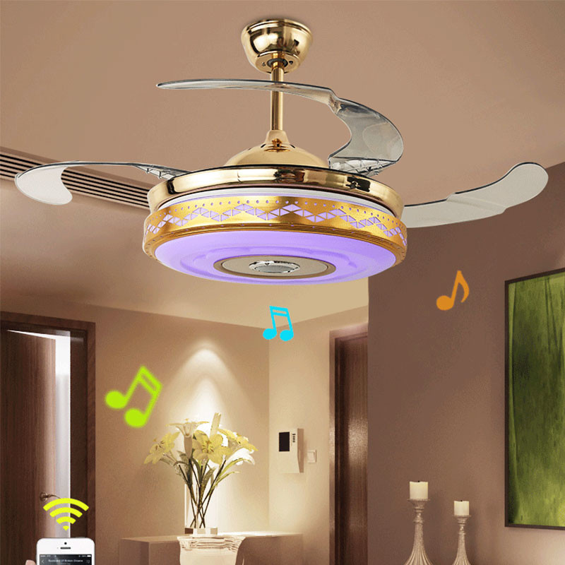 Factory Invisible Blade Living Room Decorative Ceiling Fan , Modern Enclosed Ceiling Fan With Light
