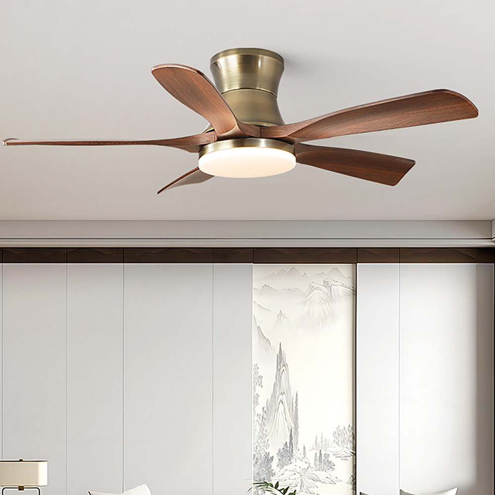 Wholesale factory 42/52 Inch 3/5 Straight Blades Wooden Leaf Ceiling Fan Remote Control