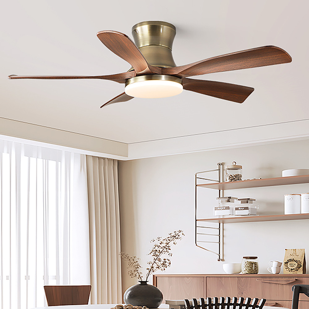 Wholesale factory 42/52 Inch 3/5 Straight Blades Wooden Leaf Ceiling Fan Remote Control