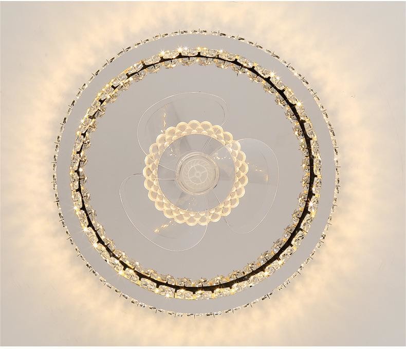 wholesale  Light Luxury Crystal Ceiling Fan Light Nordic Silent Concealed Ceiling Fan With Light