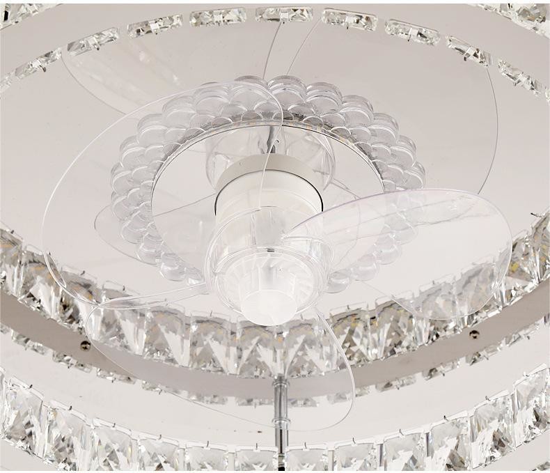 wholesale  Light Luxury Crystal Ceiling Fan Light Nordic Silent Concealed Ceiling Fan With Light