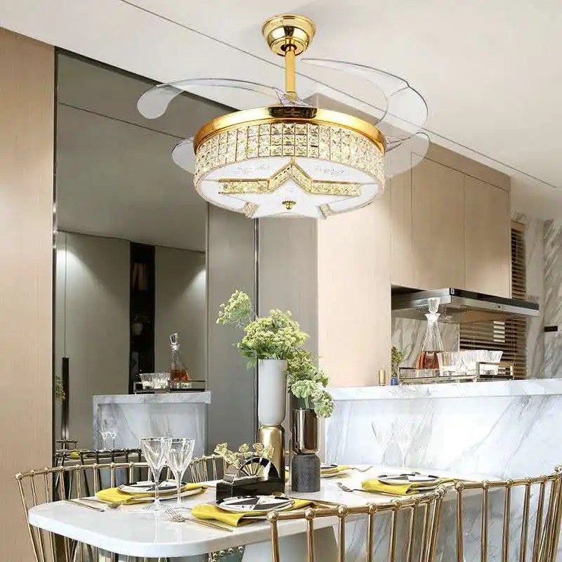 Wholesale factory 42 Inch Crystal Ceiling Fan Light , Modern European Style Ceiling Fans