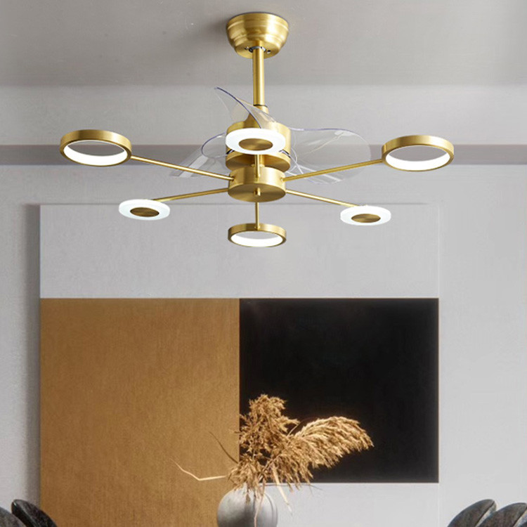 wholesale    Low Noise Crystal Ceiling Fan Light , Copper Ceiling Fan With Light And Remote