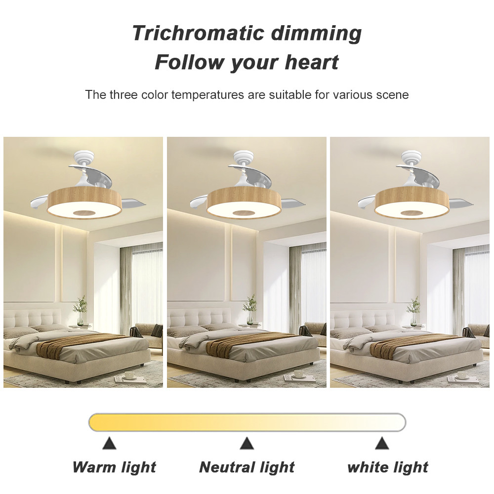Manufactory European Style BLDC Ceiling Fan 42 Inch Retractable Ceiling Fan With Light And Remote