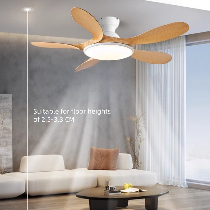 Wholesale factory Classic 42'' Flush Mount Wood Ceiling Fan With 5 Blades 20cm Tall Hugger Pattern Remote Control