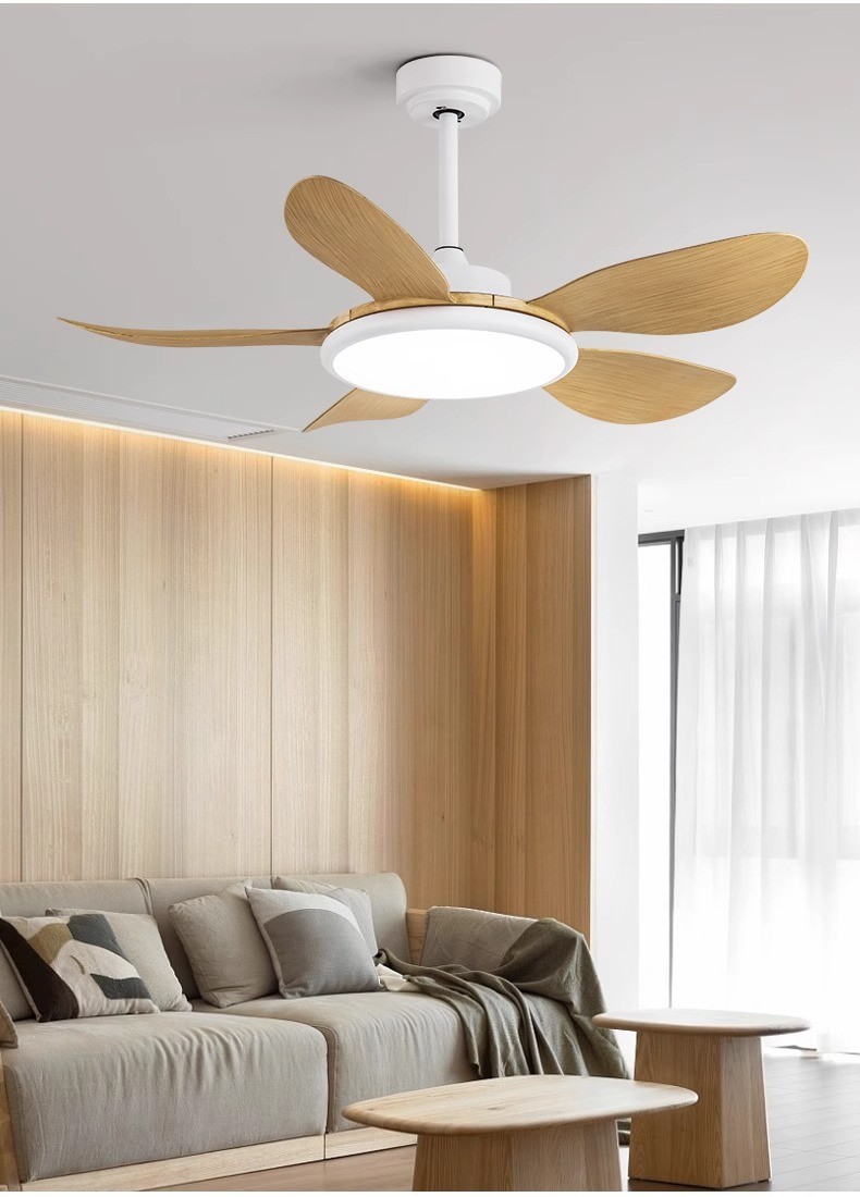 Manufacturer Large Wind Power Electric Fan Pendant Light Five Leaf Solid Wood Ceiling Fan
