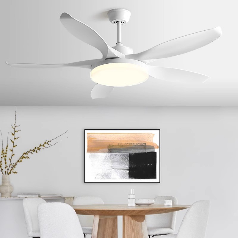 Manufacturer Minimalist Wooden Blade Ceiling Fan 46 Inch 5 Blades Household Integrated Fan Pendant Light