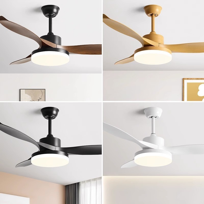 Manufacturer Minimalist Wooden Blade Ceiling Fan 46 Inch 5 Blades Household Integrated Fan Pendant Light