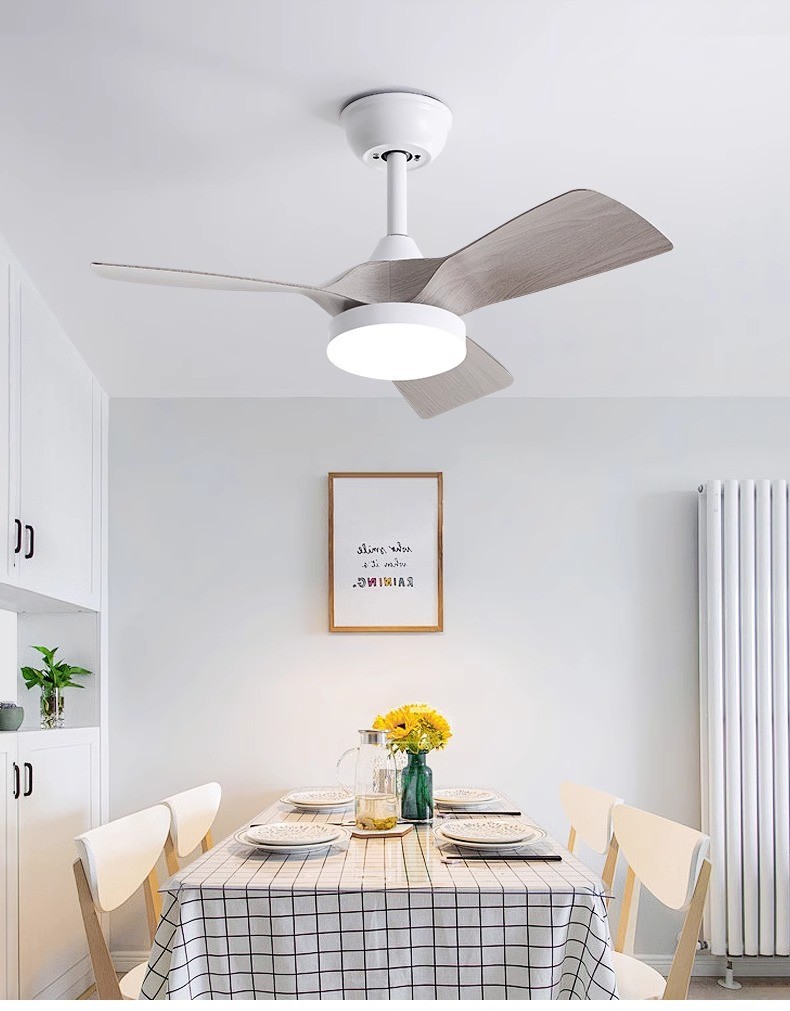 Manufacturer 32 Inch Simple Frequency Wooden Blade Ceiling Fan Conversion Nordic Home Fan Light