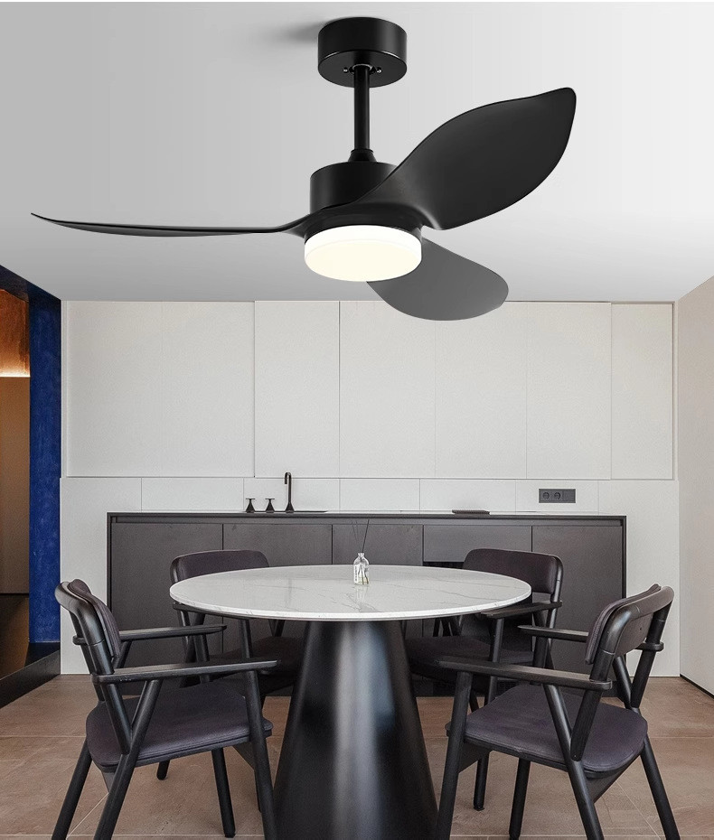 Manufacture High Quality ABS 3 Blade 48 Inch Frequency Conversion Led Ceiling Fan With Light Strap Remote Control