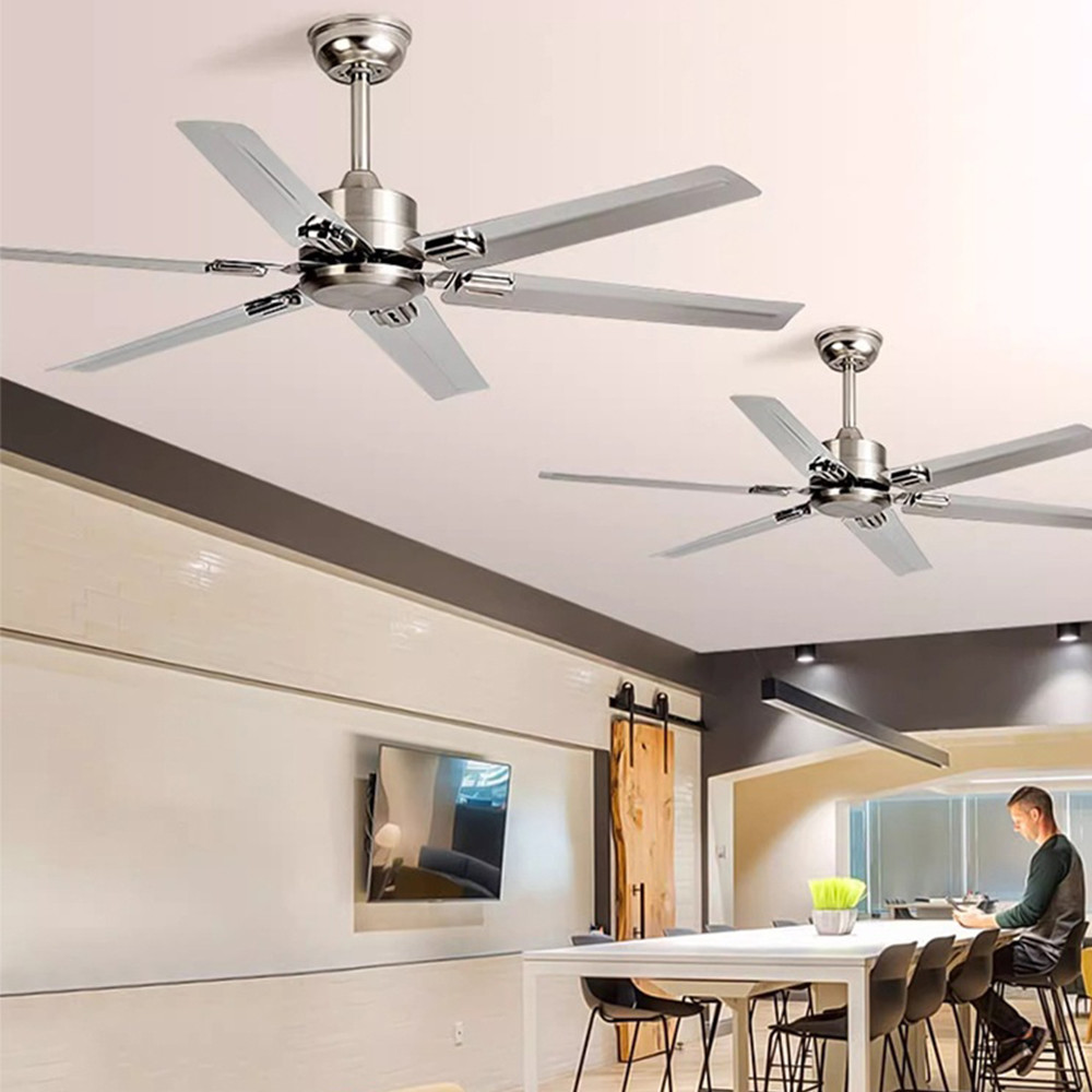 NEW Style 48 52 56 Inches Dc Ac Modern Indoor Energy Efficient Stainless Steel / Wood Blades Ceiling Fan With Led Light
