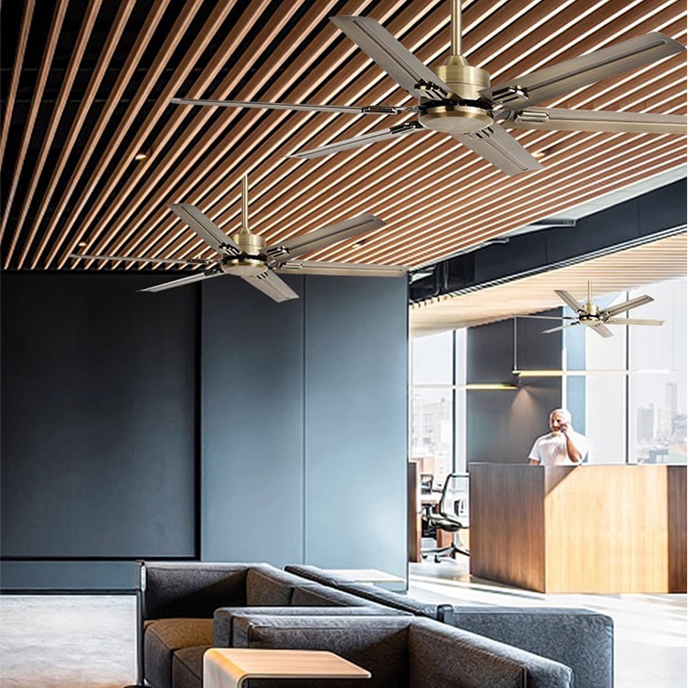 NEW Style 48 52 56 Inches Dc Ac Modern Indoor Energy Efficient Stainless Steel / Wood Blades Ceiling Fan With Led Light