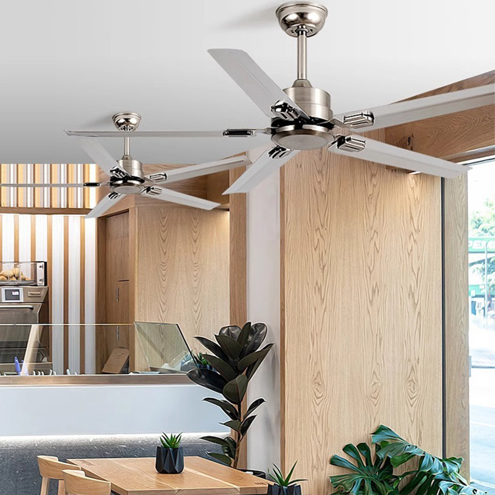NEW Style 48 52 56 Inches Dc Ac Modern Indoor Energy Efficient Stainless Steel / Wood Blades Ceiling Fan With Led Light