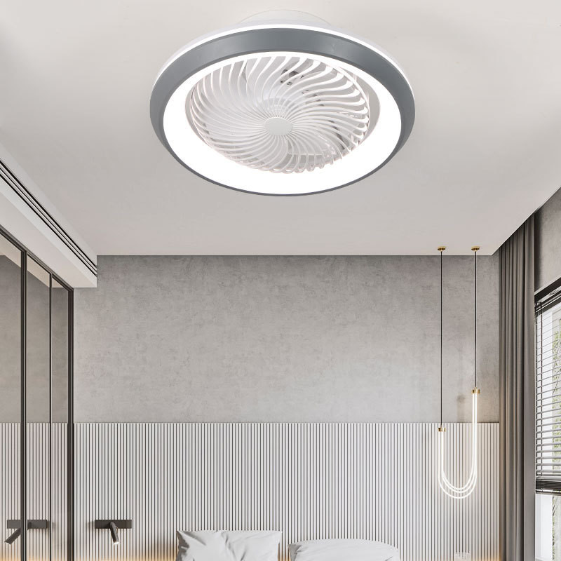 Wholesale factory Modern LED Lights Enclosed Ceiling Fan with 6 Wind Speeds Bladeless Fan Chandelier for Bedroom Living