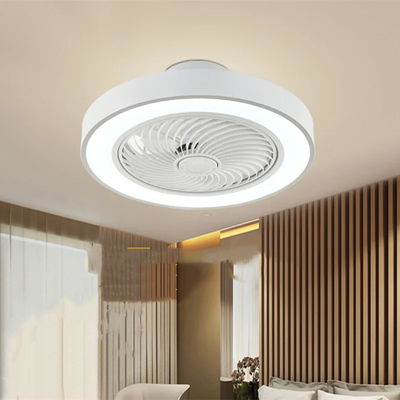 Wholesale  Macaron 110V Led Invisible Nordic Lighting Living Room Children Bedroom Ceiling Fan Lamp