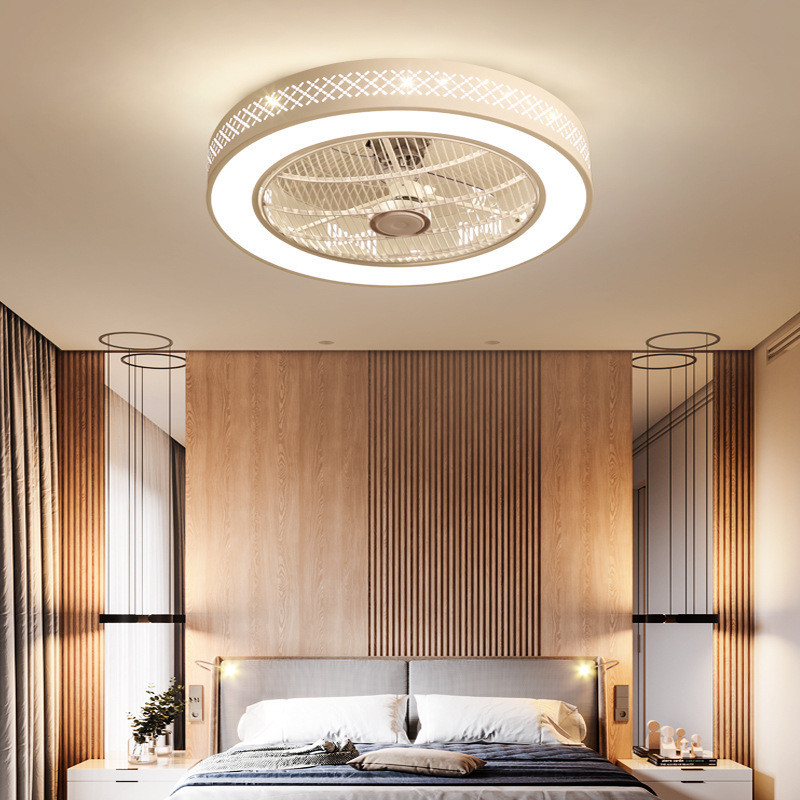 Wholesale   LED Ceiling Fan Bedroom Pink Color Child Room Design Simple Safety Ceiling Fan