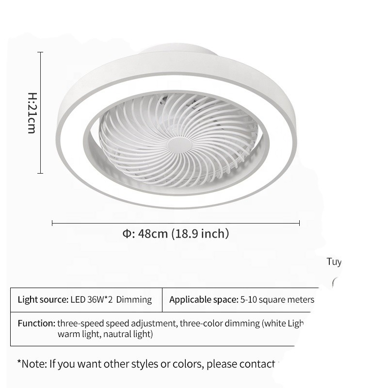 Wholesale    XD1 48cm Small Modern Bladeless Ceiling Fan with Led Light Remote Control Flush Mount Living Room Bedroom Children Invisible