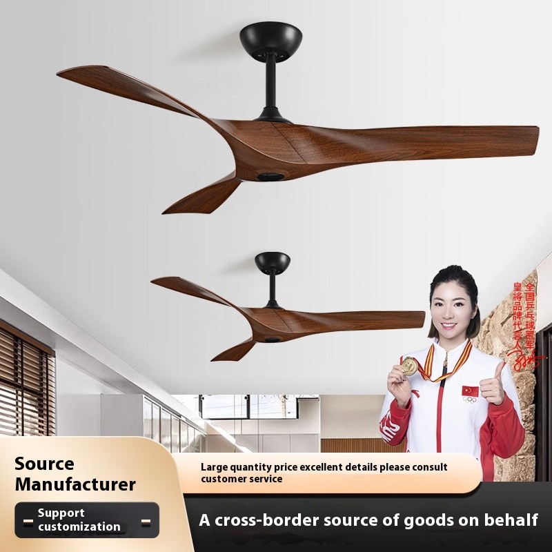 Wholesale Factory Large Modern Retro Industrial Ceiling Fan for Dining Living Room Variable Frequency Mute Remote Control Non-Light LED Plastic