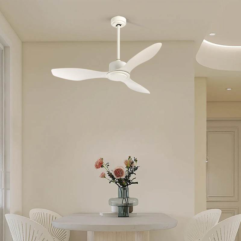 European Style DC 56 Inch 50W ABS 3 Blades Wall Control Remote Control Dimmable Led Ceiling Fan Black Fan Light