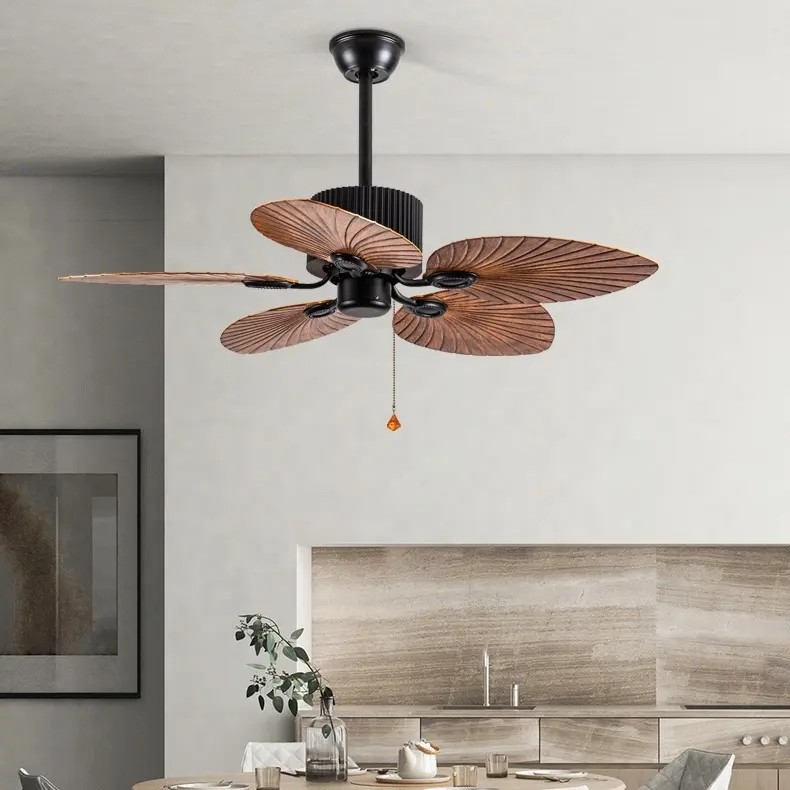 Manufacturer American Style Vintage Decorative Fan Ceiling Winding Powered Ceiling Fan With Light
