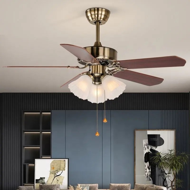 Factory Decorative Lighting Ceiling Fan 5 Blades Restaurant 220V Ceiling Fan Light