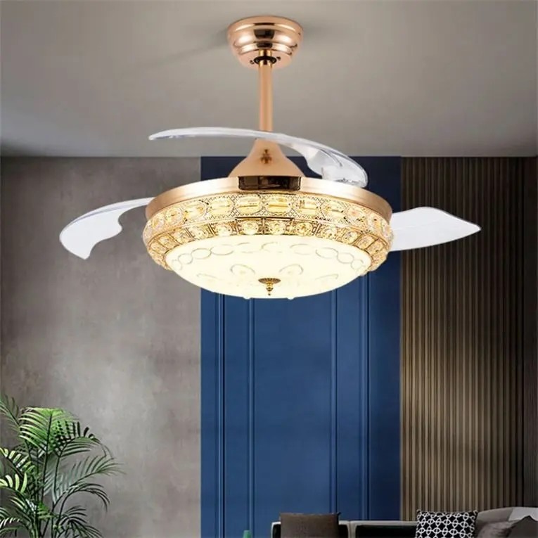 wholesale  Nordic Decorative Lighting 42 Inch Indoor Gold Dimming Remote Control Ceiling Fan Light