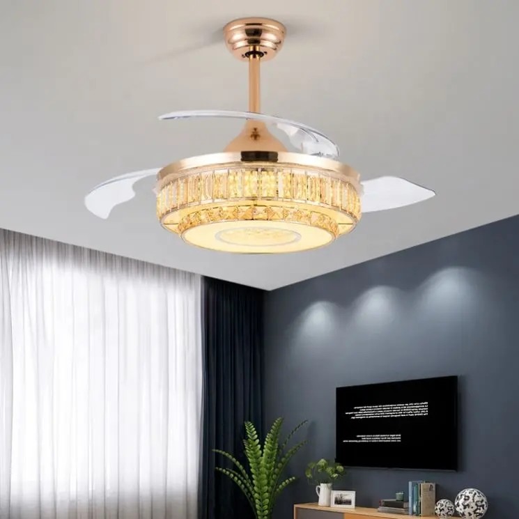 wholesale  Nordic Decorative Lighting 42 Inch Indoor Gold Dimming Remote Control Ceiling Fan Light
