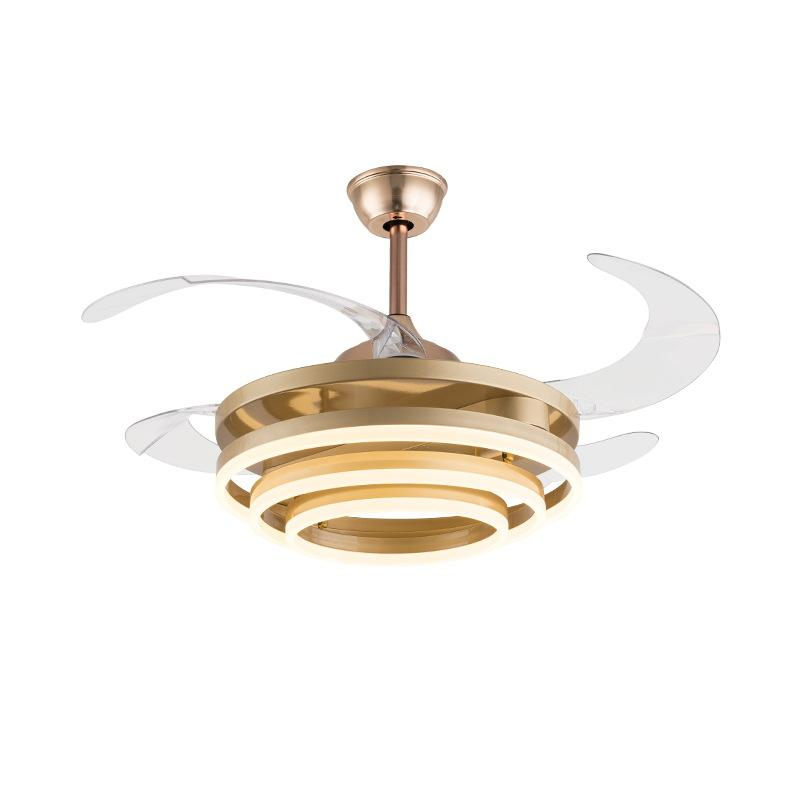 Manufacturer European Creative 90W Three Ring Fan Lamp with LED Modern Remote Control Double Luminous for Living Room Dining Room