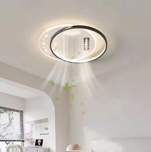Luxury Fan Light Square Bedroom 6 Speeds Decorative Recessed Smart Bladeless Ceiling Fan With Light for Living Room Bedroom