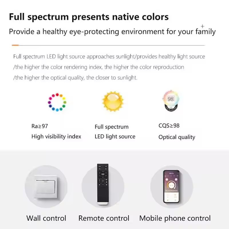 Factory Modern 2024 New Full Spectrum Eye protection Leafless Ceiling Fan with Light Ceiling Light Living Room Fan Light