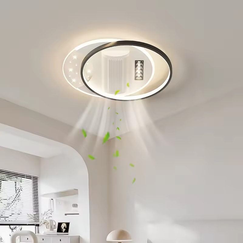 Factory Modern 2024 New Full Spectrum Eye protection Leafless Ceiling Fan with Light Ceiling Light Living Room Fan Light