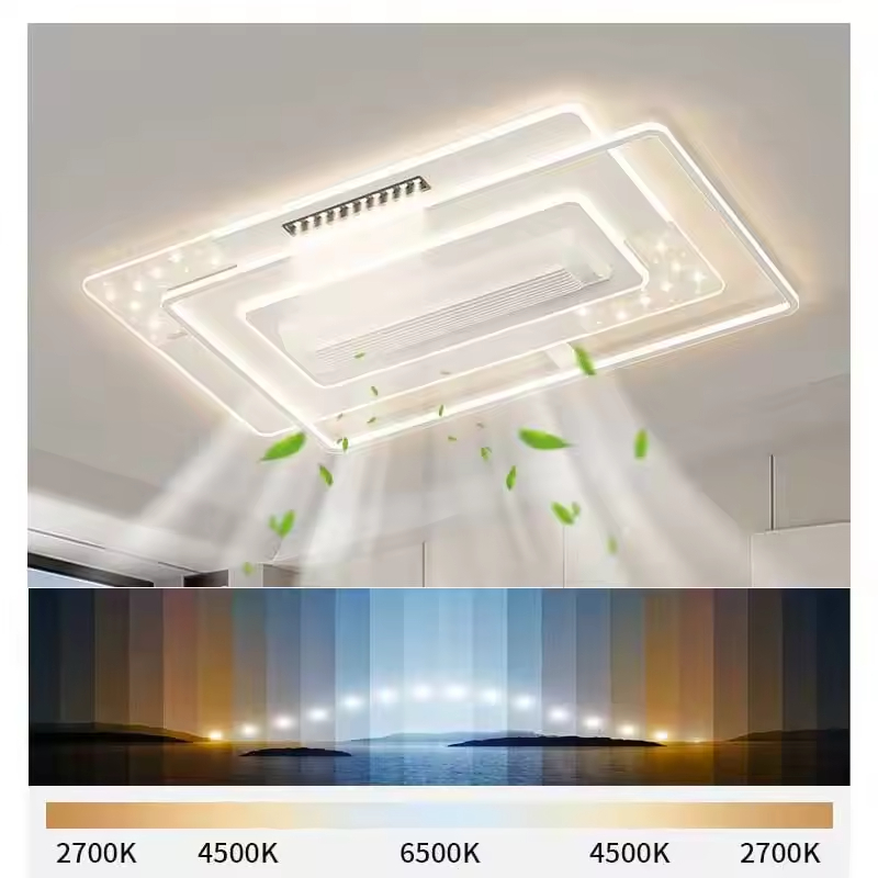 Factory Modern 2024 New Full Spectrum Eye protection Leafless Ceiling Fan with Light Ceiling Light Living Room Fan Light