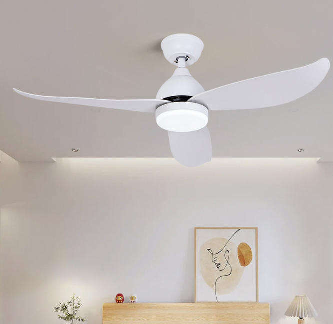 Quiet 56-Inch Ceiling Fan with Powerful Airflow ABS 3 Blades DC Motor Remote Control 110V-240V for Household and Hotel