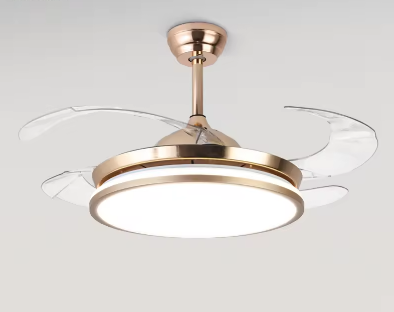 Factory 42''Indoor Modern Retractable Pendant Fans Lamp Iron ABS Body LED Chandelier Ceiling Fan with Lights and Remote for Home Bedroom