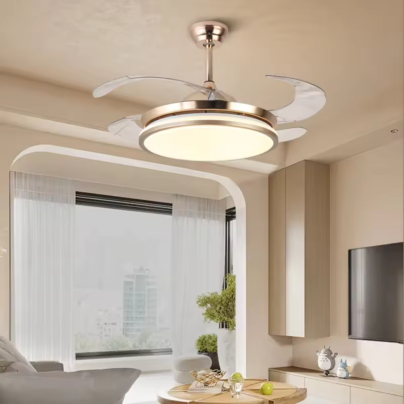 Factory 42''Indoor Modern Retractable Pendant Fans Lamp Iron ABS Body LED Chandelier Ceiling Fan with Lights and Remote for Home Bedroom
