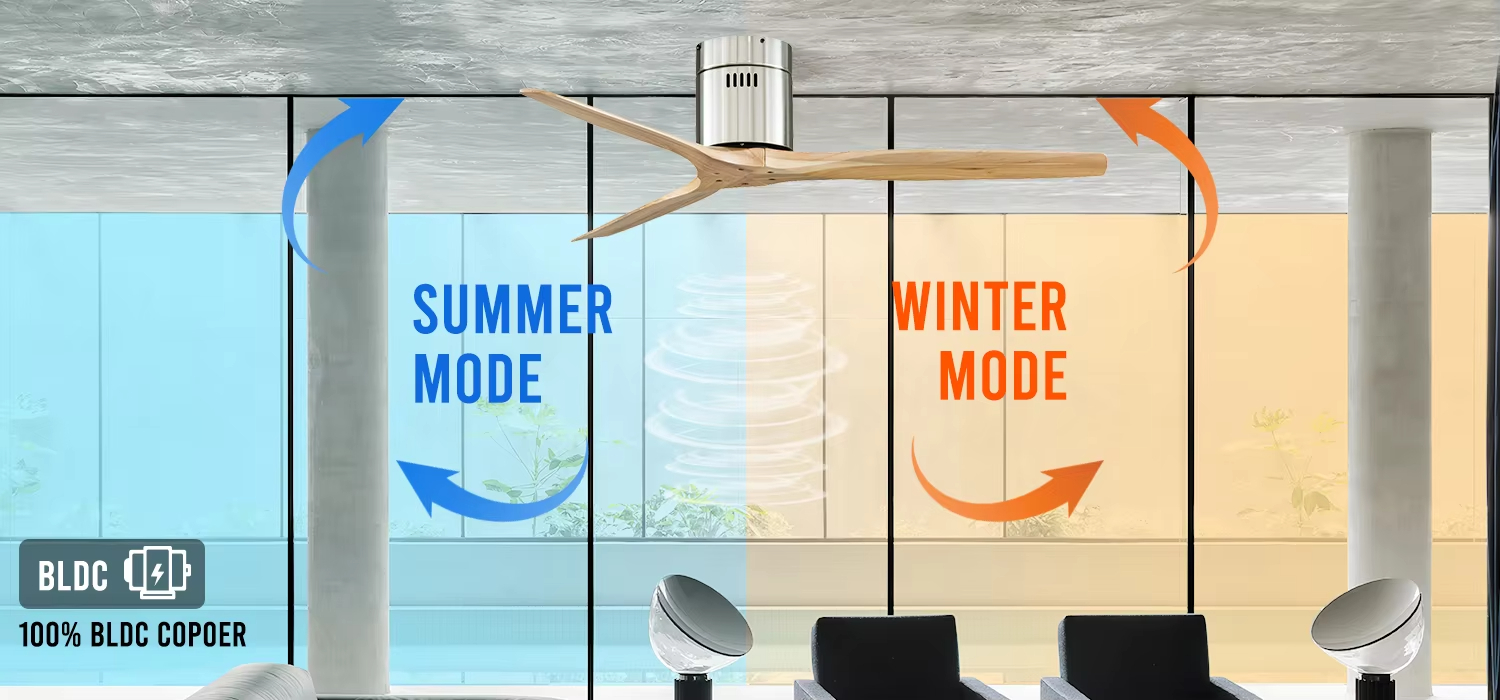 wholesale  52 Inch Fan Light Ventilador De Techo Living Room Indoor Bldc Smart Modern 3 Blades Wooden Ceiling Fan with Light and Remote