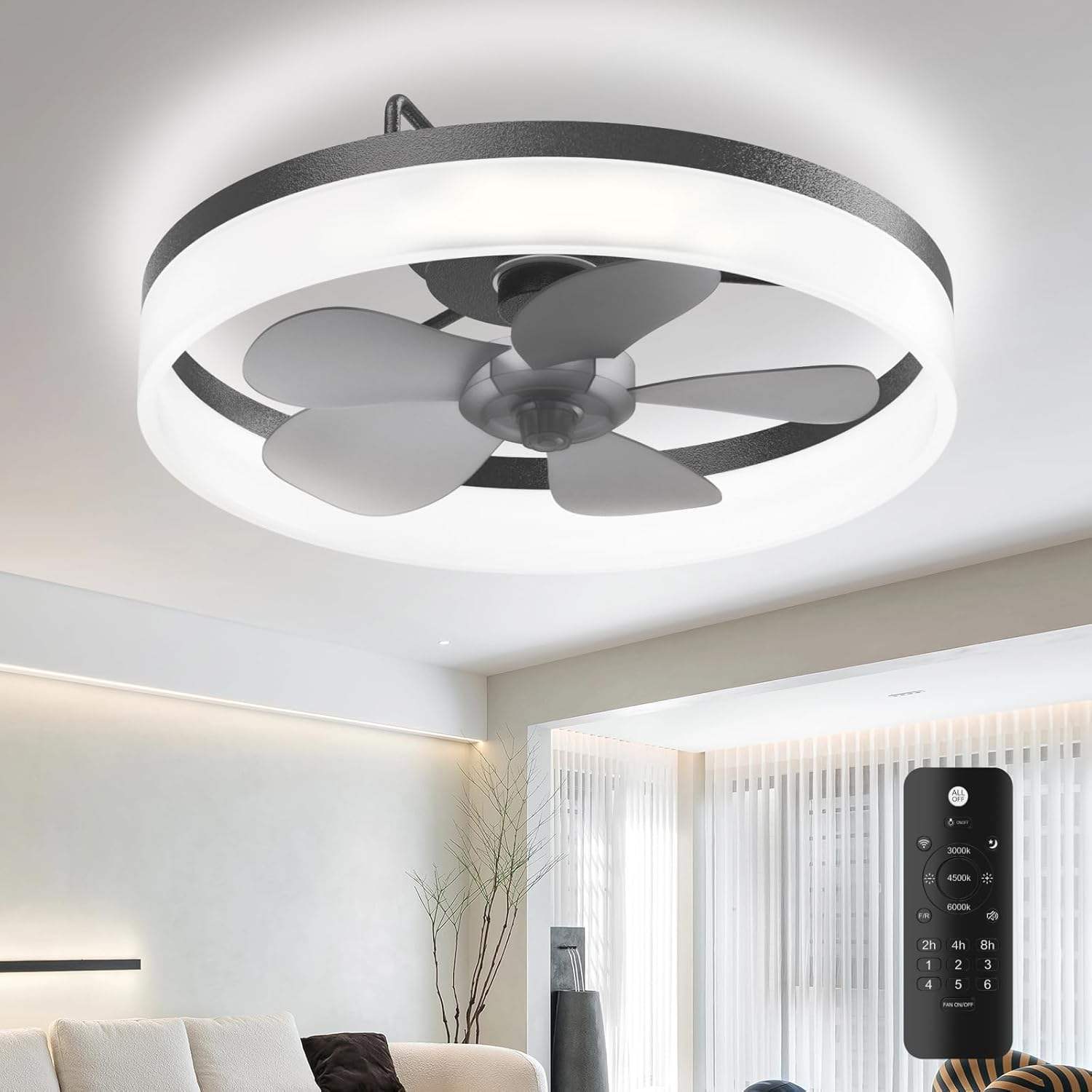 Wholesale factory Modern Dimmable Led Fan Ceiling Light Led Remote Control